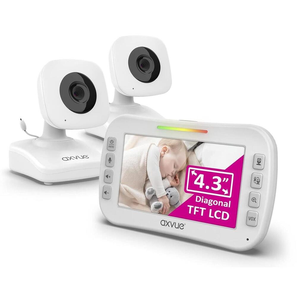 Video Baby Monitor LCD & 2 Cameras,2-Way Talk, Night Vision, Temperature Monitor